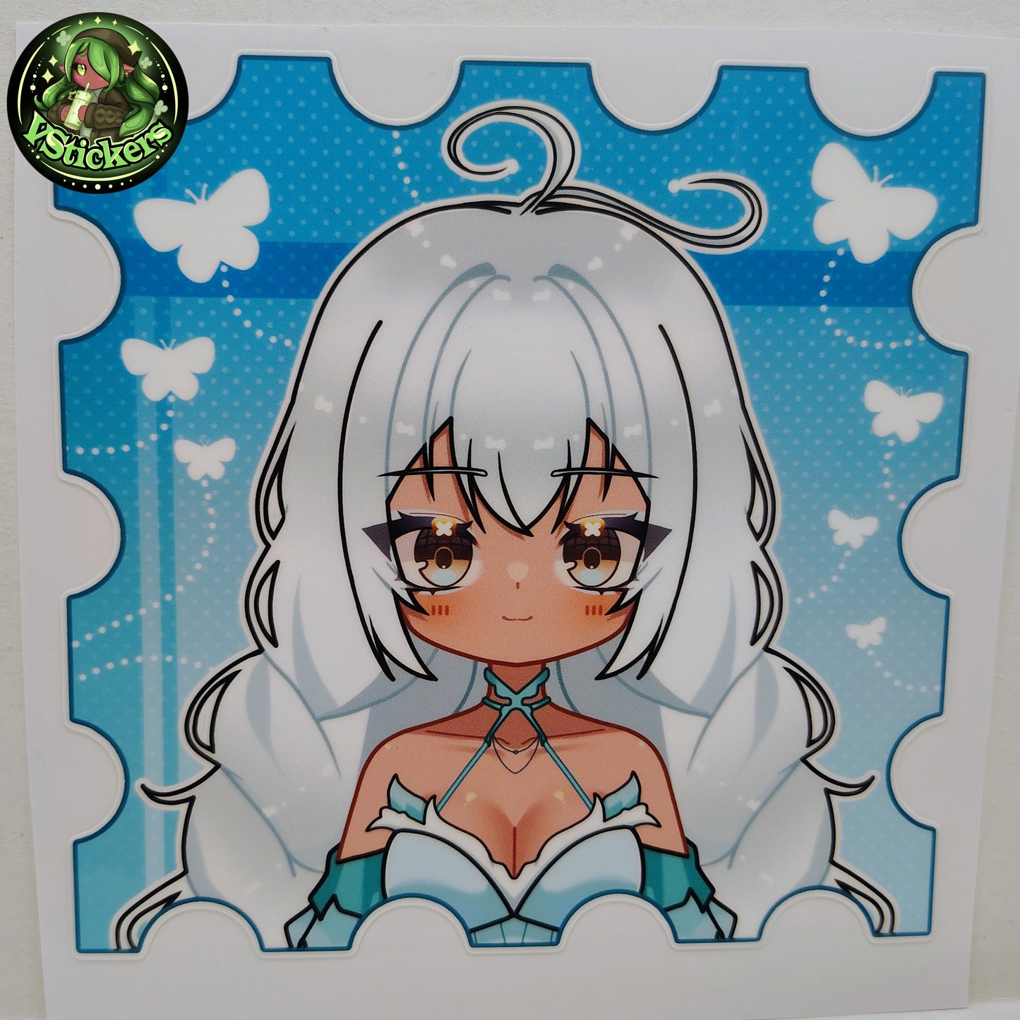 [OC] Rosileah the Winter Butterfly (Version #2) Anime Girl Sticker! Water-Resistant Vinyl Sticker!