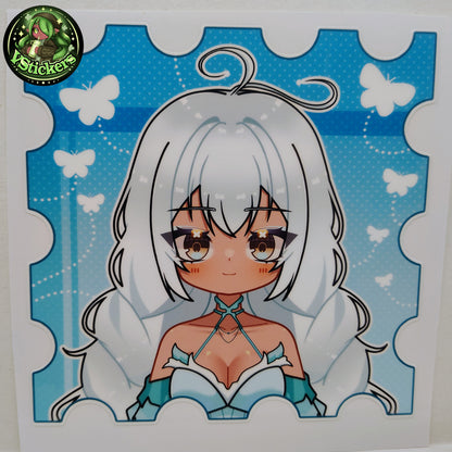 [OC] Rosileah the Winter Butterfly (Version #2) Anime Girl Sticker! Water-Resistant Vinyl Sticker!