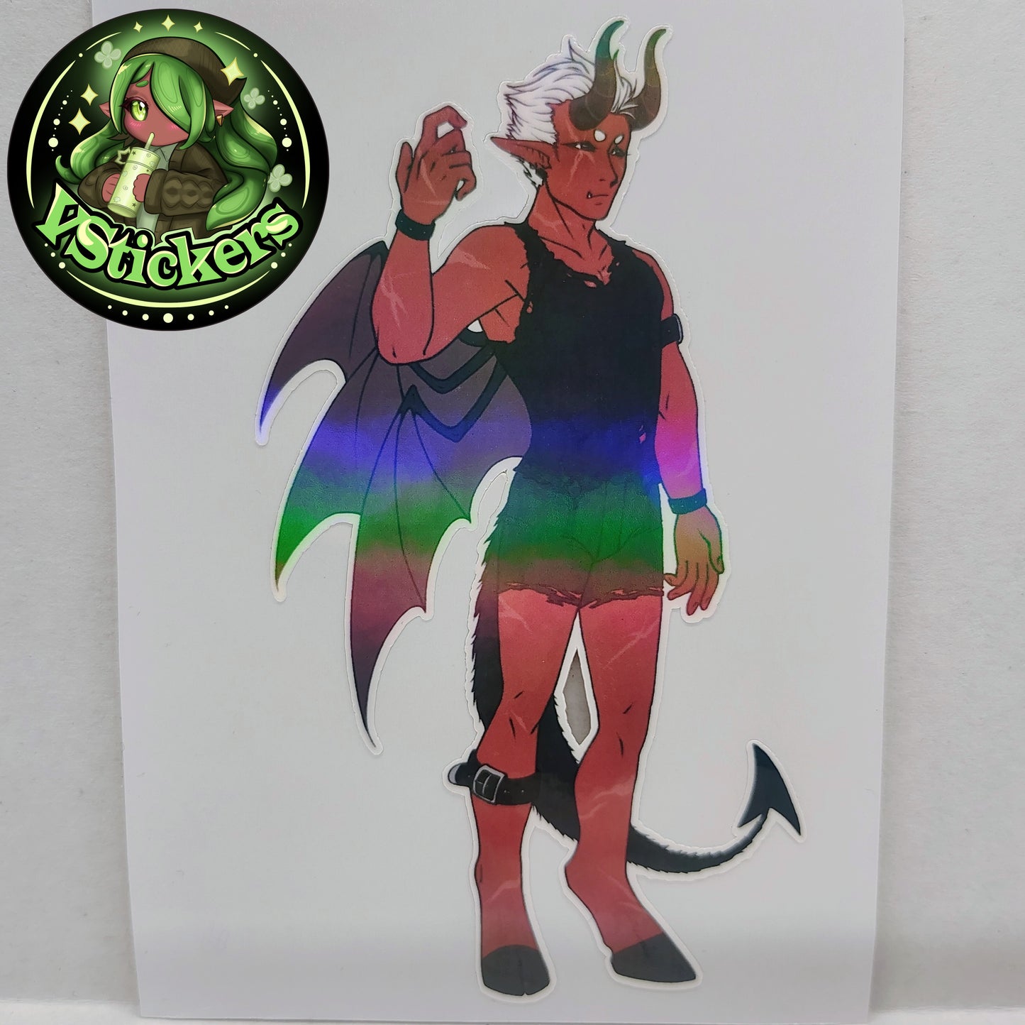 [OC] Wallie Crimson the Half-Demon Anime Man Sticker! Water-Resistant Vinyl Sticker!