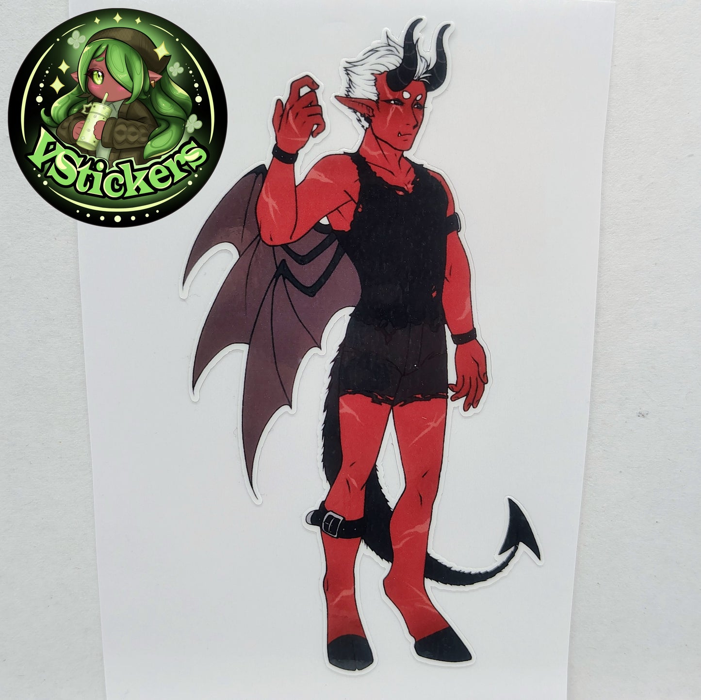 [OC] Wallie Crimson the Half-Demon Anime Man Sticker! Water-Resistant Vinyl Sticker!