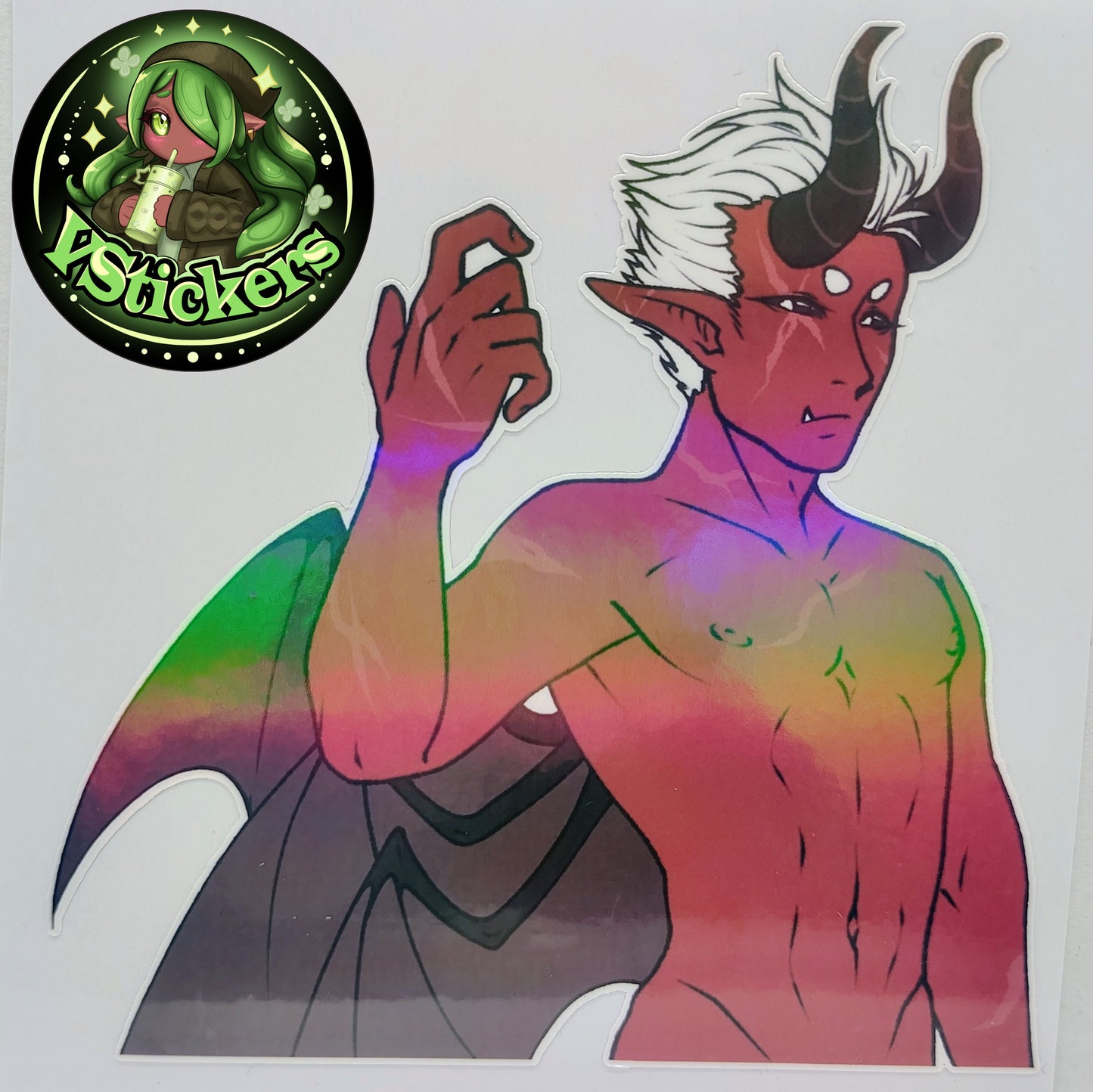 [OC] Wallie Crimson the Half-Demon Anime Man Sticker! Spicy Tease Version!