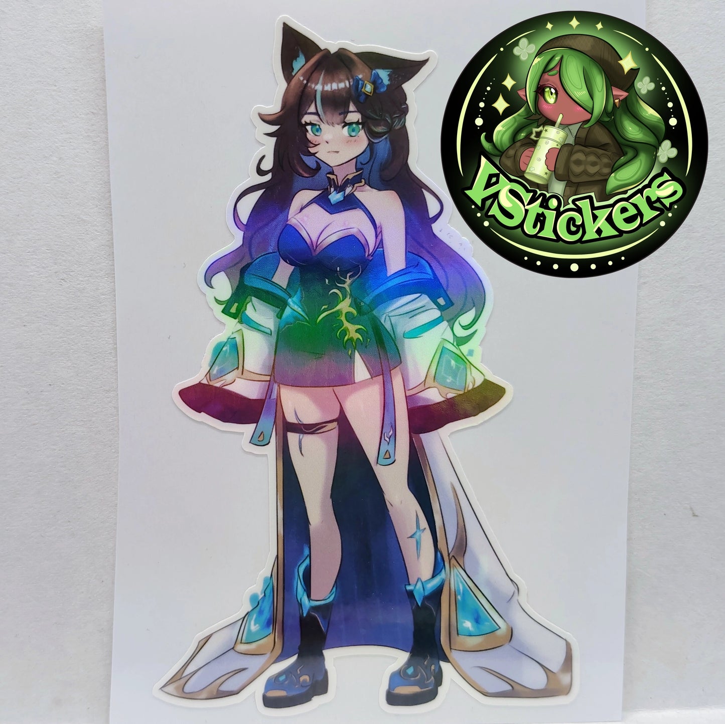 [OC] Crystal Carnie the Mythical Diamond Wolf Wizard Girl! Water-Resistant Vinyl Sticker!