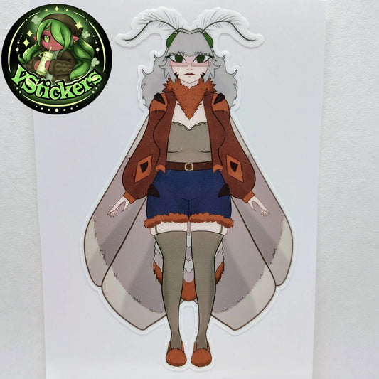 [OC] Suwa Buckshade the Bog Buck Moth Girl! - Water-Resistant Vinyl Sticker!
