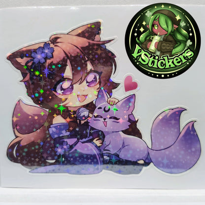 [VTuber] Akiphonic & Fox Spirit! - Water-Resistant Fan Art Vinyl Sticker!