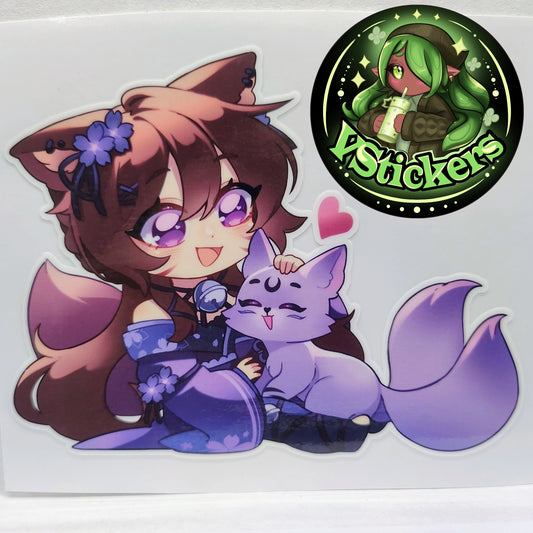 [VTuber] Akiphonic & Fox Spirit! - Water-Resistant Fan Art Vinyl Sticker!