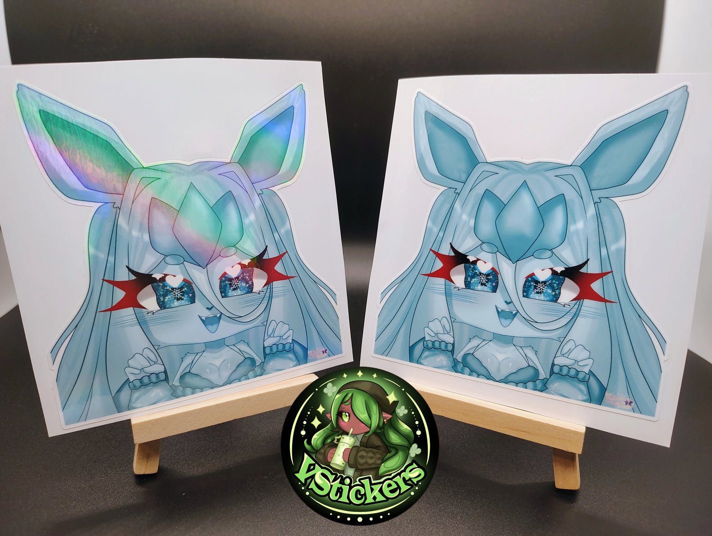 [OC] Aisia the Hybrid Glaceon Chibi Peeker! Water-Resistant Vinyl Sticker!