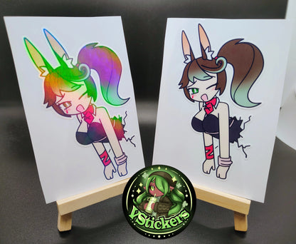 [OC] Marisa Chocomint Bunnysuit Stuck in Wall Sticker! Water-Resistant Vinyl Sticker!