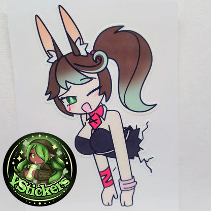 [OC] Marisa Chocomint Bunnysuit Stuck in Wall Sticker! Water-Resistant Vinyl Sticker!