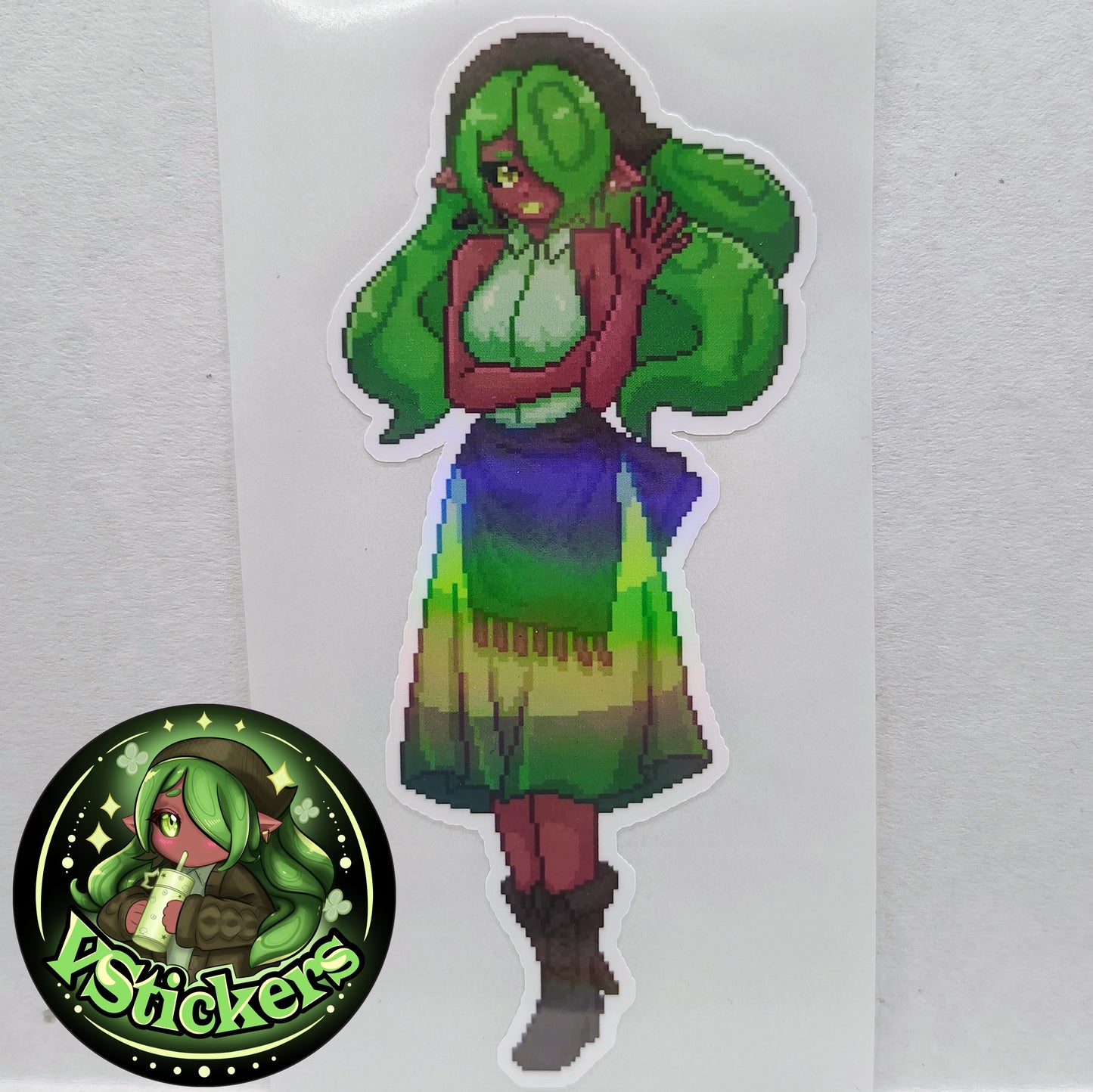 [OC] Emeralda Pixel Version! - Water-Resistant Vinyl Sticker!