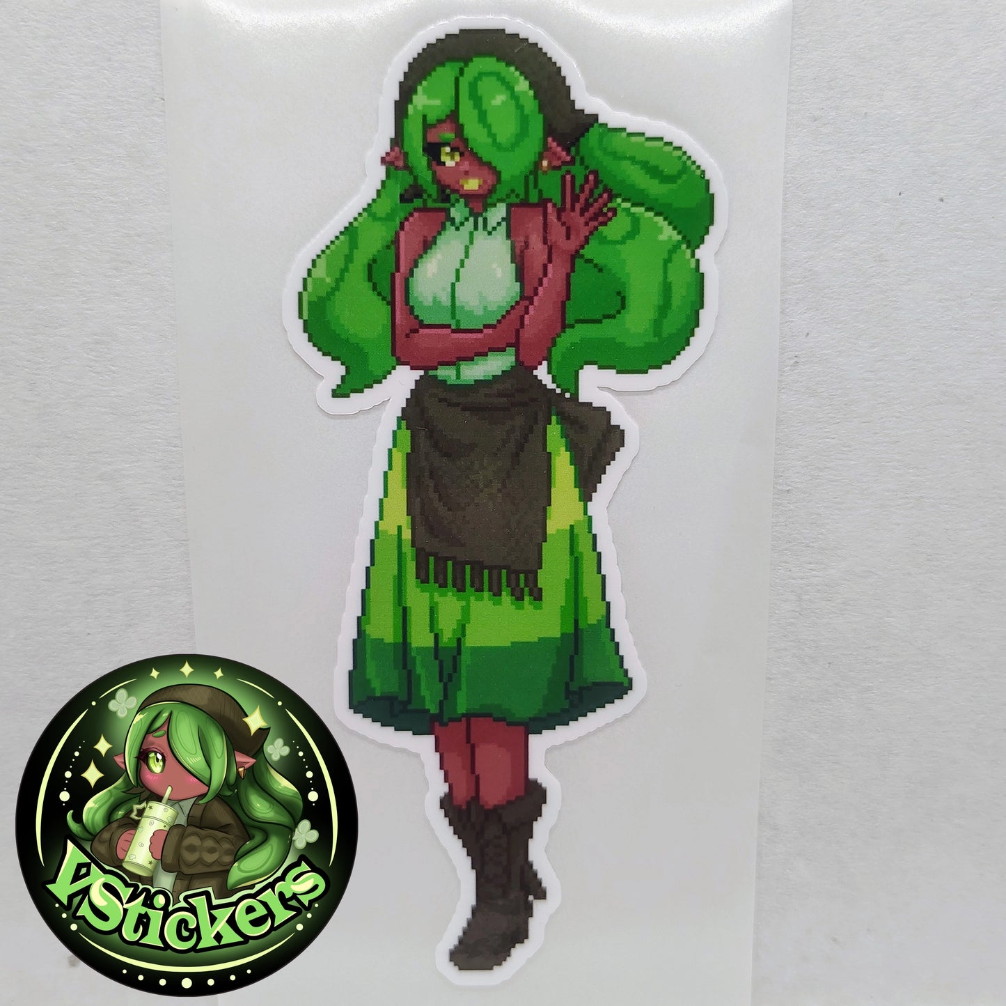 [OC] Emeralda Pixel Version! - Water-Resistant Vinyl Sticker!