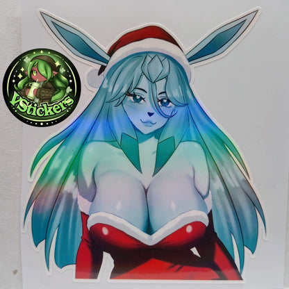 [OC] Aisia the Hybrid Glaceon (Holiday Oppai) - Water-Resistant Vinyl Sticker!