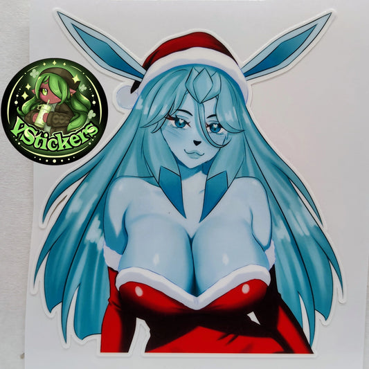 [OC] Aisia the Hybrid Glaceon (Holiday Oppai) - Water-Resistant Vinyl Sticker!