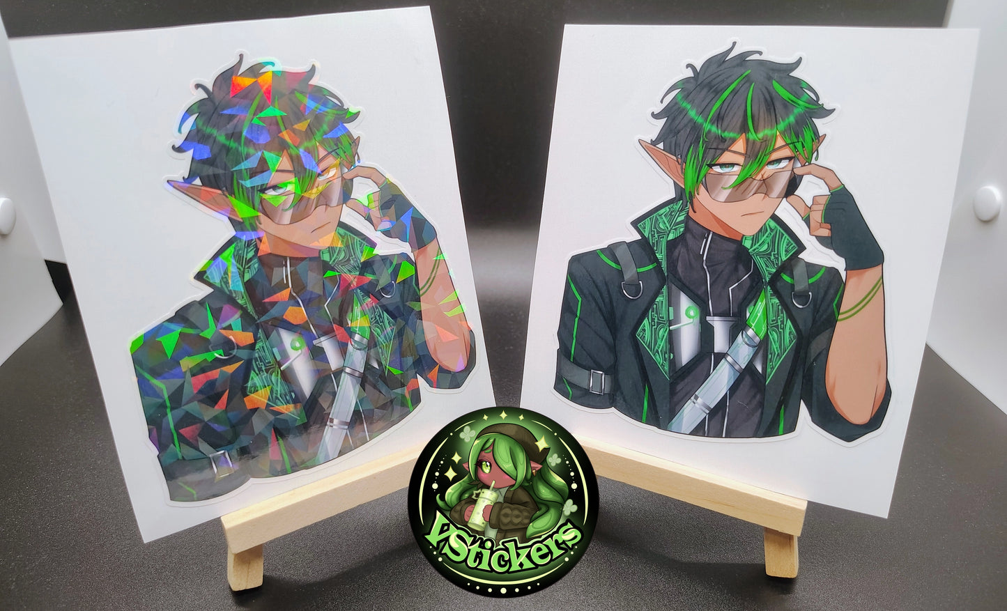 [OC] Raymondo Cerest the Cyberpunk Elf (Stare Version)! - Water-Resistant Vinyl Sticker!