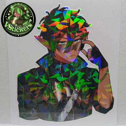 [OC] Raymondo Cerest the Cyberpunk Elf (Stare Version)! - Water-Resistant Vinyl Sticker!