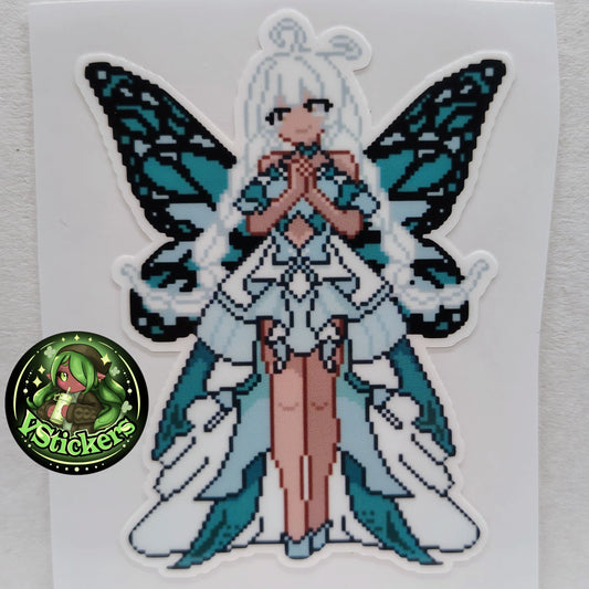 [OC] Rosileah the Winter Butterfly Pixel Art Sticker! Water-Resistant Vinyl Sticker!