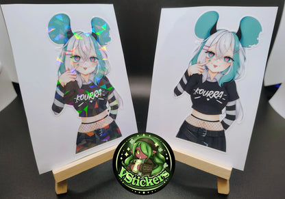 [VTuber] Kourra Goth Tease Version Fan Art Sticker! - Fan Art Water-Resistant Vinyl Sticker!