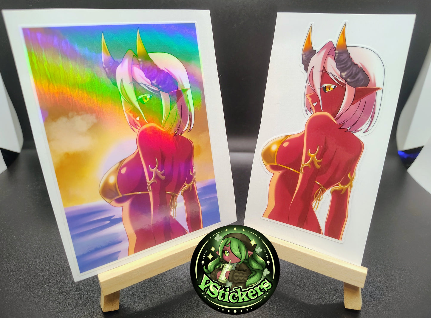 [OC] Atasha Hlaalu the Dark Elf Daedra (Sunset Bikini) - Water-Resistant Vinyl Sticker!