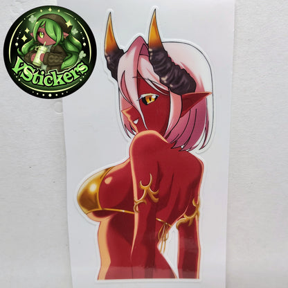 [OC] Atasha Hlaalu the Dark Elf Daedra (Sunset Bikini) - Water-Resistant Vinyl Sticker!