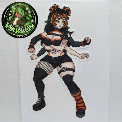 [VTuber] Crizi Mari Pixel Art Fighter Fan Art Sticker! - Fan Art Water-Resistant Vinyl Sticker!
