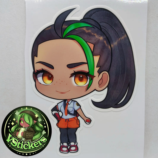 [Video Game] Trainer Nemona (Chibi) Fan Art Water-Resistant Vinyl Sticker! Fan-Made Merchandise!
