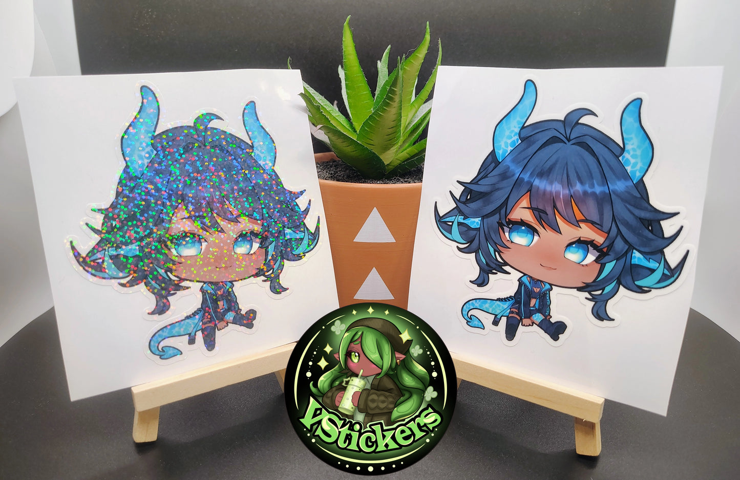 [VTuber] SynthWWave Chibi Fan Art Sticker! Water-Resistant Vinyl Sticker!