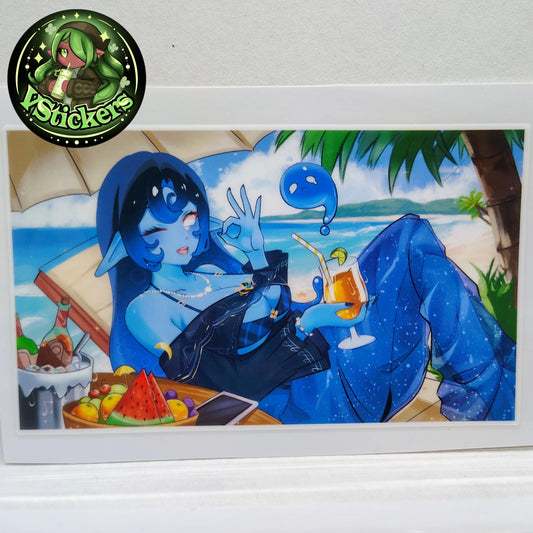 [OC] Terumina Beachside Bikini Relaxation! - Water-Resistant Vinyl Sticker & Print!