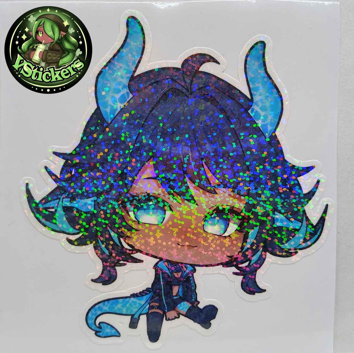 [VTuber] SynthWWave Chibi Fan Art Sticker! Water-Resistant Vinyl Sticker!