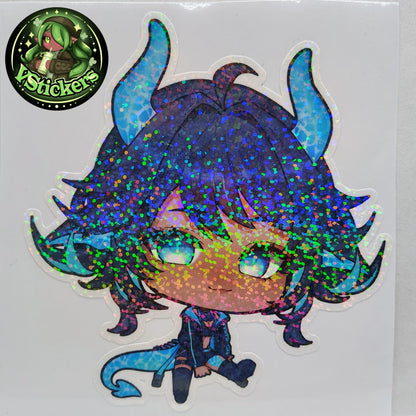 [VTuber] SynthWWave Chibi Fan Art Sticker! Water-Resistant Vinyl Sticker!