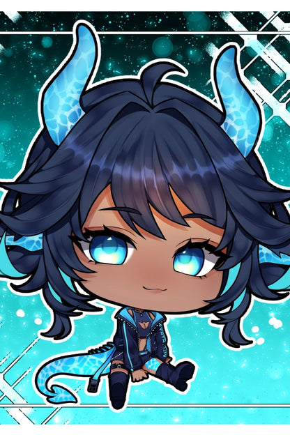 [VTuber] SynthWWave Chibi Fan Art Sticker! Water-Resistant Vinyl Sticker!
