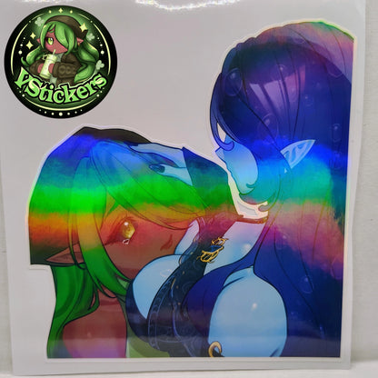 [OC] Terumina Comforting Emeralda with Headpats & Oppai! - Water-Resistant Vinyl Sticker & Print!