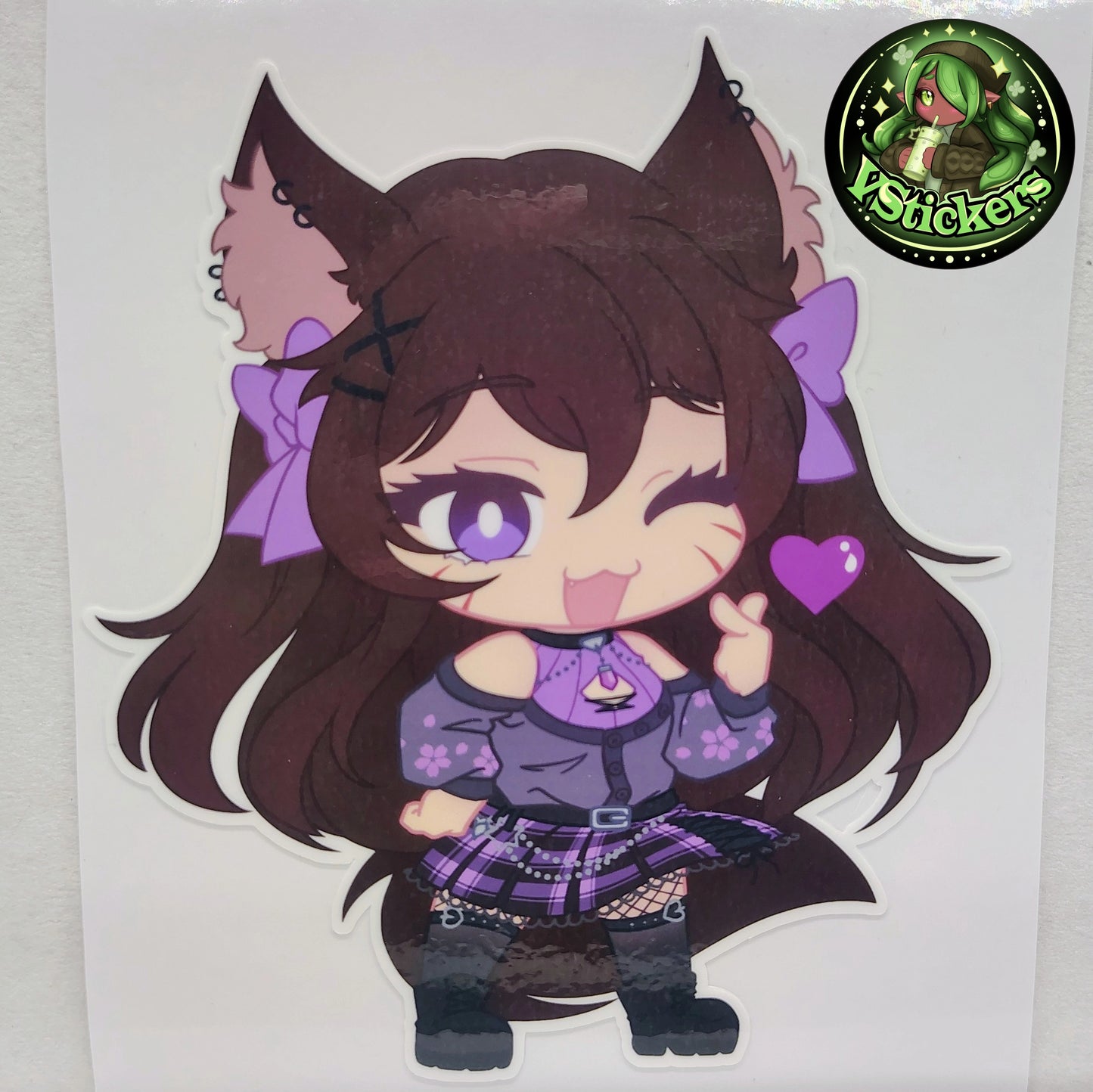 [VTuber] Akiphonic Chibi Heart Fan Art Sticker! Water-Resistant Vinyl Sticker!
