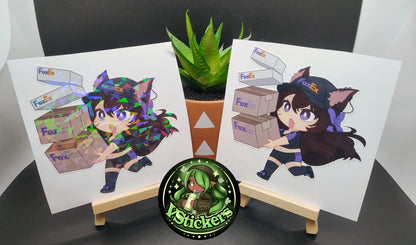 [VTuber] Akiphonic Chibi FoxEx Fan Art Sticker! Water-Resistant Vinyl Sticker!
