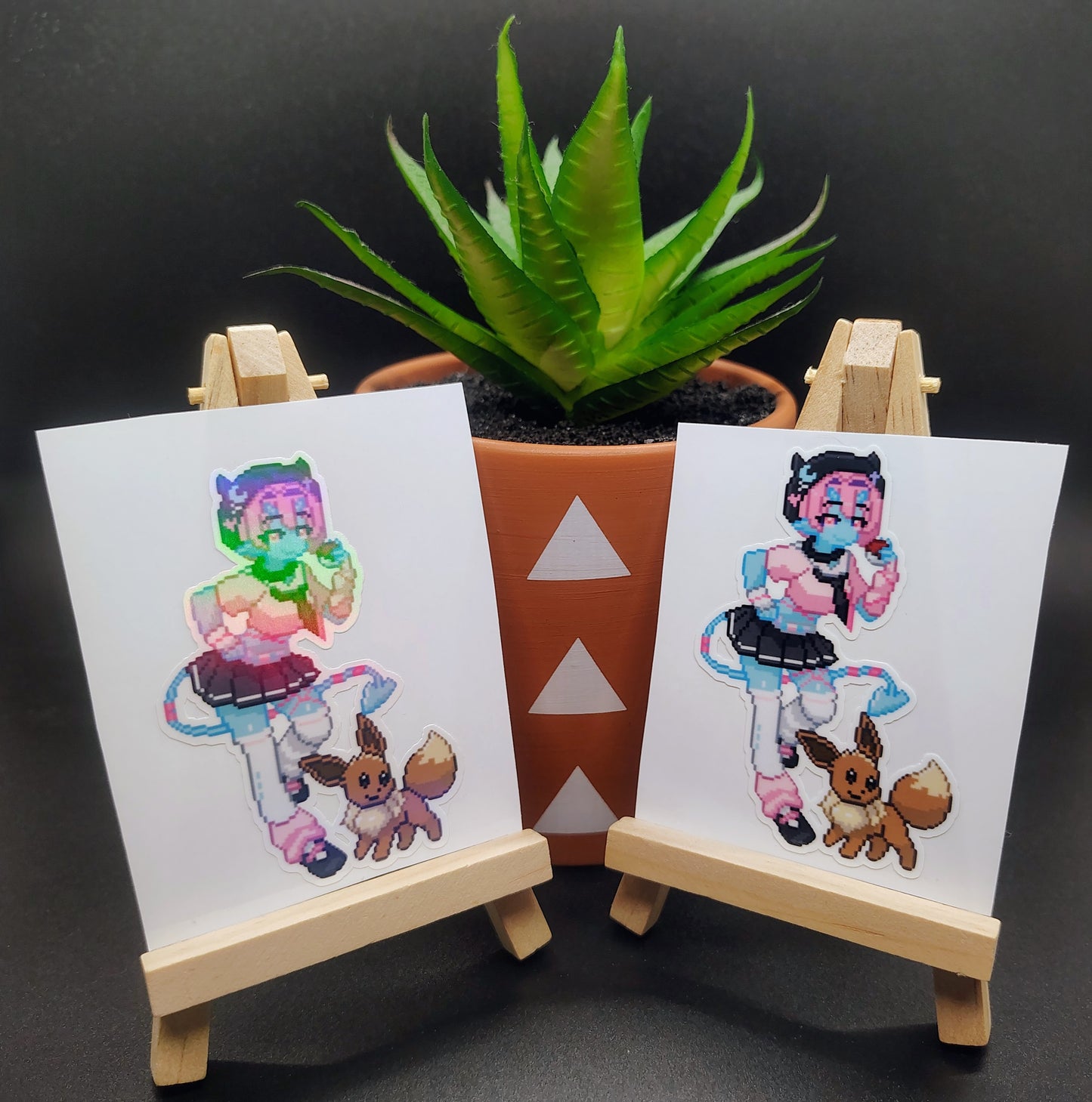 [VTuber] SpongeyBuns & Eevee Pixel Fan Art Sticker! Water-Resistant Vinyl Sticker!