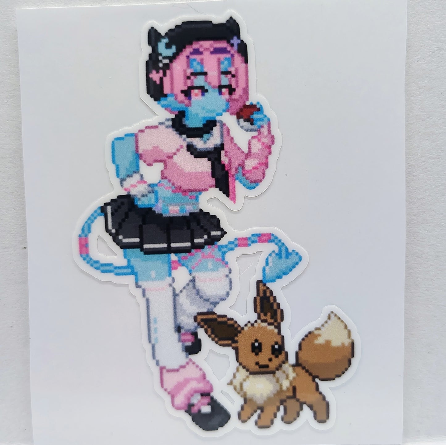 [VTuber] SpongeyBuns & Eevee Pixel Fan Art Sticker! Water-Resistant Vinyl Sticker!