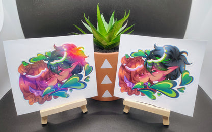 [OC] Raymondo x Maria Cute Couple Kiss! - Water-Resistant Vinyl Sticker & Print!