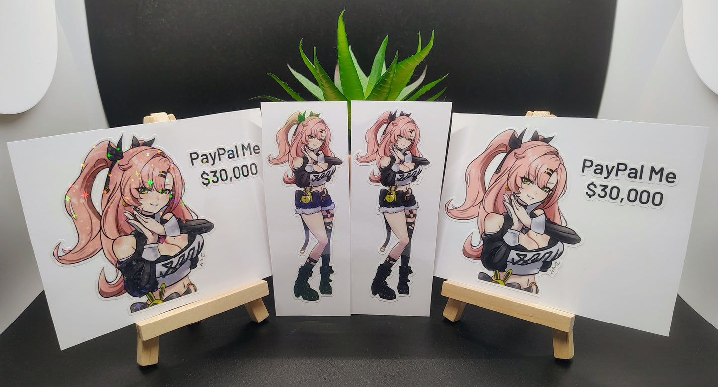 [Zenless Zone Zero] Nicole Demara Pay Me $10K Meme! Fan Art Water-Resistant Vinyl Sticker!