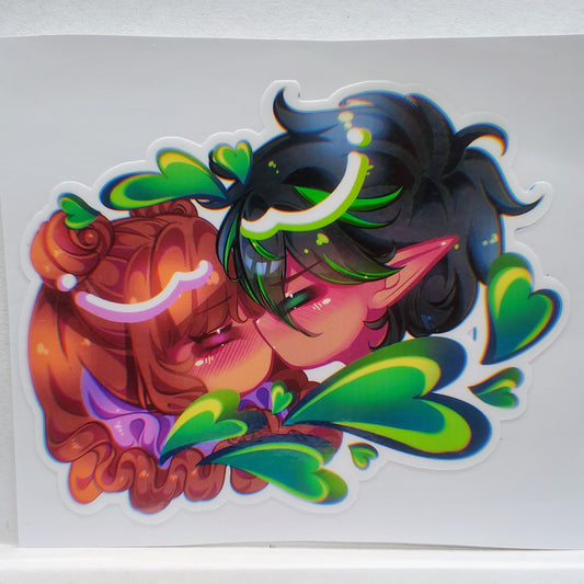 [OC] Raymondo x Maria Cute Couple Kiss! - Water-Resistant Vinyl Sticker & Print!
