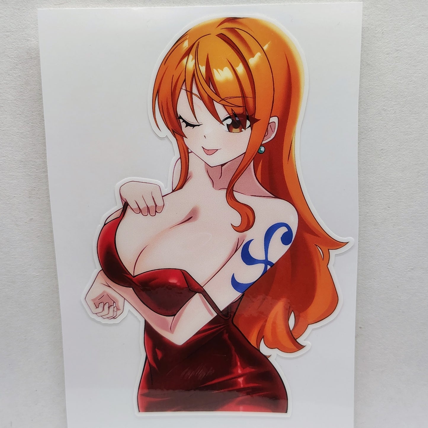 [One Piece] Nami Sexy Red Dress Fan Art Water-Resistant Vinyl Sticker! Fan-Made Merchandise!