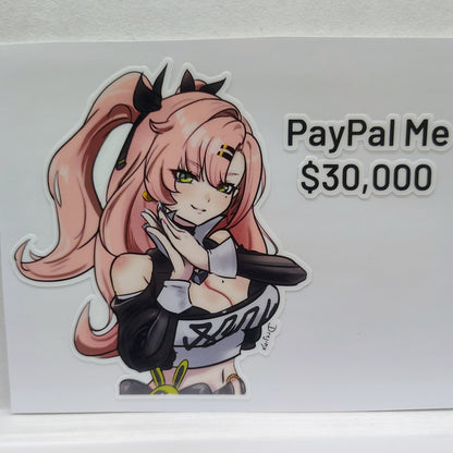 [Zenless Zone Zero] Nicole Demara Pay Me $10K Meme! Fan Art Water-Resistant Vinyl Sticker!