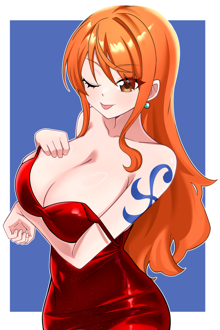 [One Piece] Nami Sexy Red Dress Fan Art Water-Resistant Vinyl Sticker! Fan-Made Merchandise!