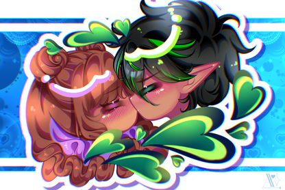 [OC] Raymondo x Maria Cute Couple Kiss! - Water-Resistant Vinyl Sticker & Print!