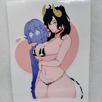 [OC] Rosa Hectora Cow Bikini! Water-Resistant Vinyl Waifu Anime Sticker!