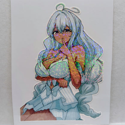[OC] Rosileah Pondering Oppai Water-Resistant Vinyl Waifu Sticker!