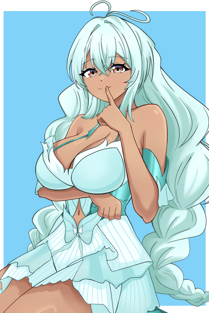 [OC] Rosileah Pondering Oppai Water-Resistant Vinyl Waifu Sticker!