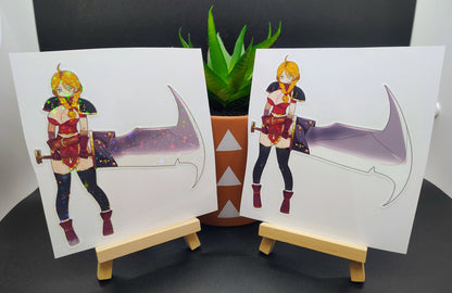 [OC] Benistra the Scarlet Bulwark! Water-Resistant Vinyl Waifu Anime Sticker!