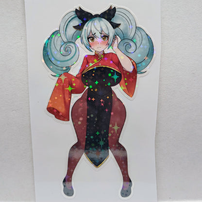 [OC] Meilin the Shy Girl! Water-Resistant Vinyl Waifu Anime Sticker!