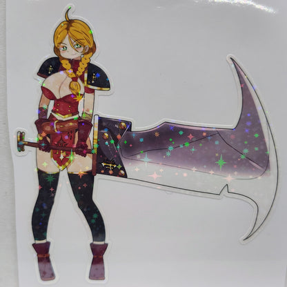 [OC] Benistra the Scarlet Bulwark! Water-Resistant Vinyl Waifu Anime Sticker!