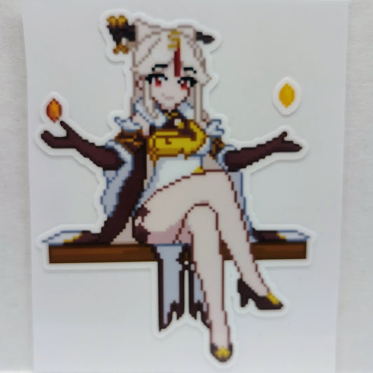 [Genshin Impact] Pixel Ningguang Fan Art Water-Resistant Vinyl Sticker! Fan-Made Merchandise!