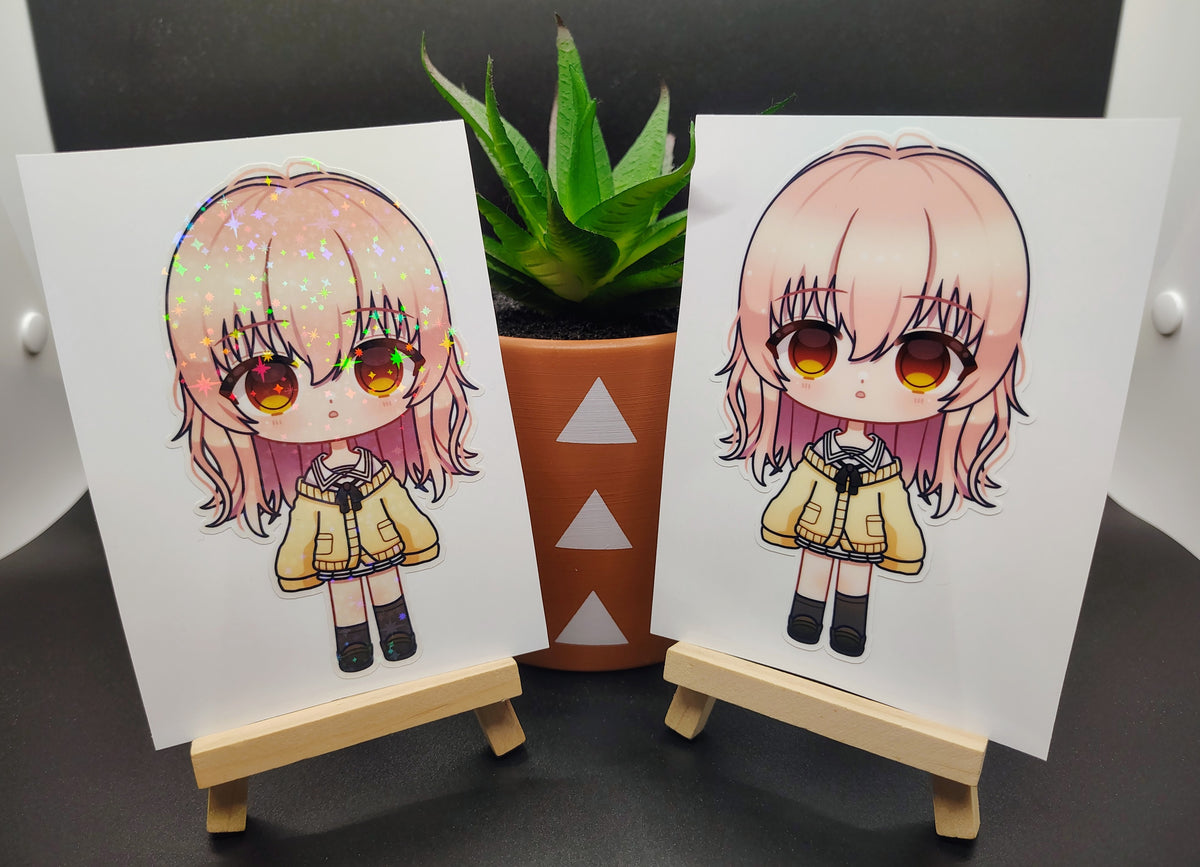 [YOU and ME and HER] Aoi Mukou Chibi Version! Water-Resistant Vinyl Waifu Anime Girl Sticker!