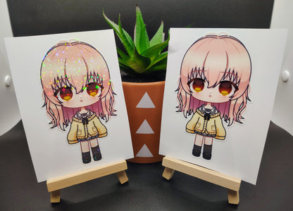 [YOU and ME and HER] Aoi Mukou Chibi Version! Water-Resistant Vinyl Waifu Anime Girl Sticker!